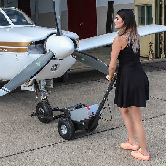 Selina is moving a Piper Lance PA32 with the Towflexx TF2 Aircraft Tug